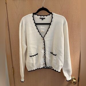 NWOT Adrianna Papell Cream Cardigan with Black Accents